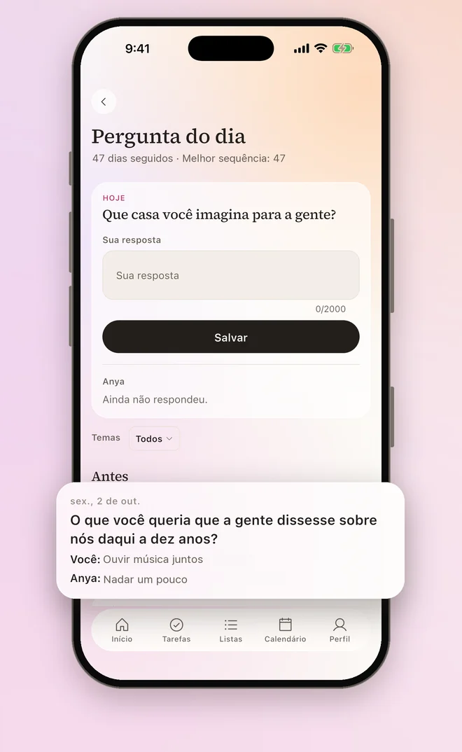 A pergunta do dia com a resposta de cada um.
